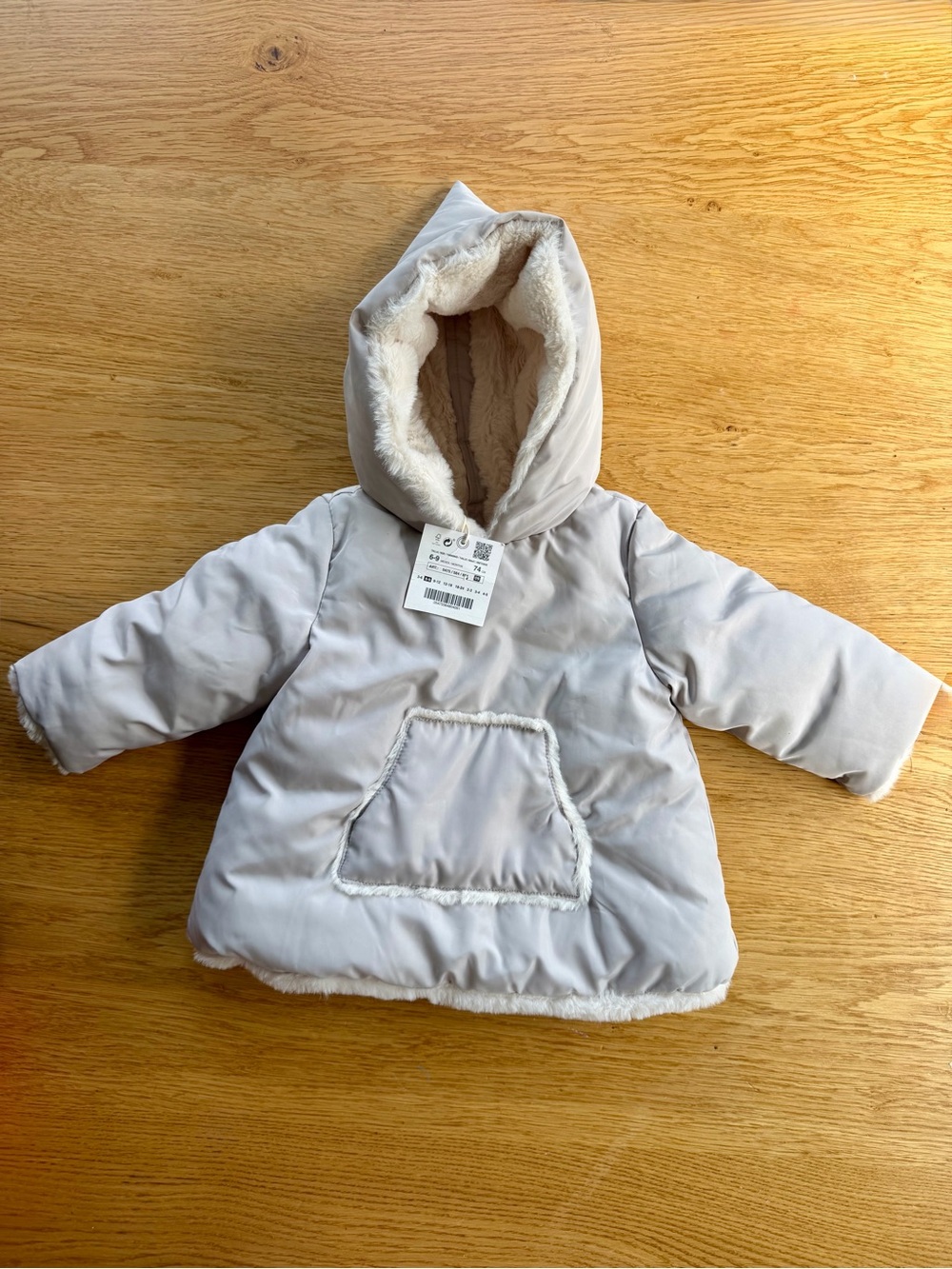 Zara Baby Girl's Popover Winter Fall Hooded Puffer Coat Jacket With Hood & Back